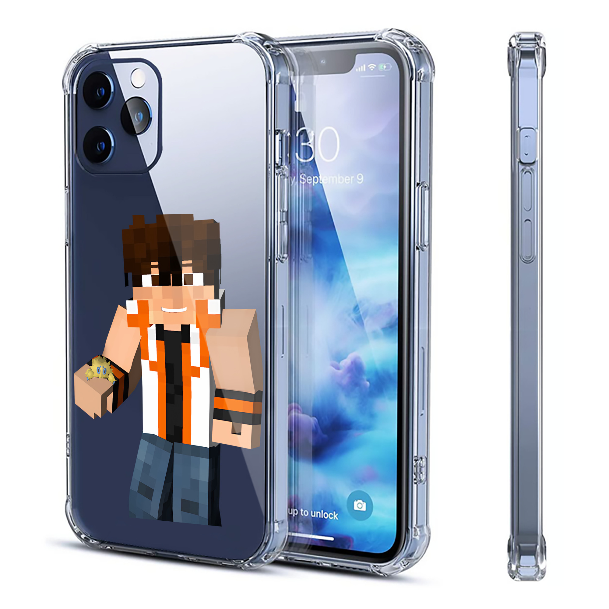 （画像用） マインクラフト ブロックの世界 Minecraft MC Block world 【iPhone 12シリーズ対応】透明スマホケース（クリアソフトケース）